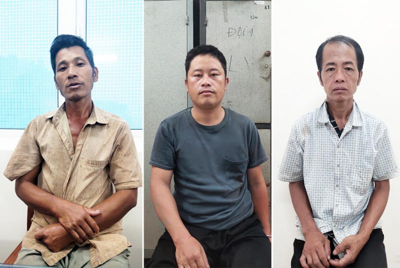 Ba nghi phạm tại cơ quan Công an.