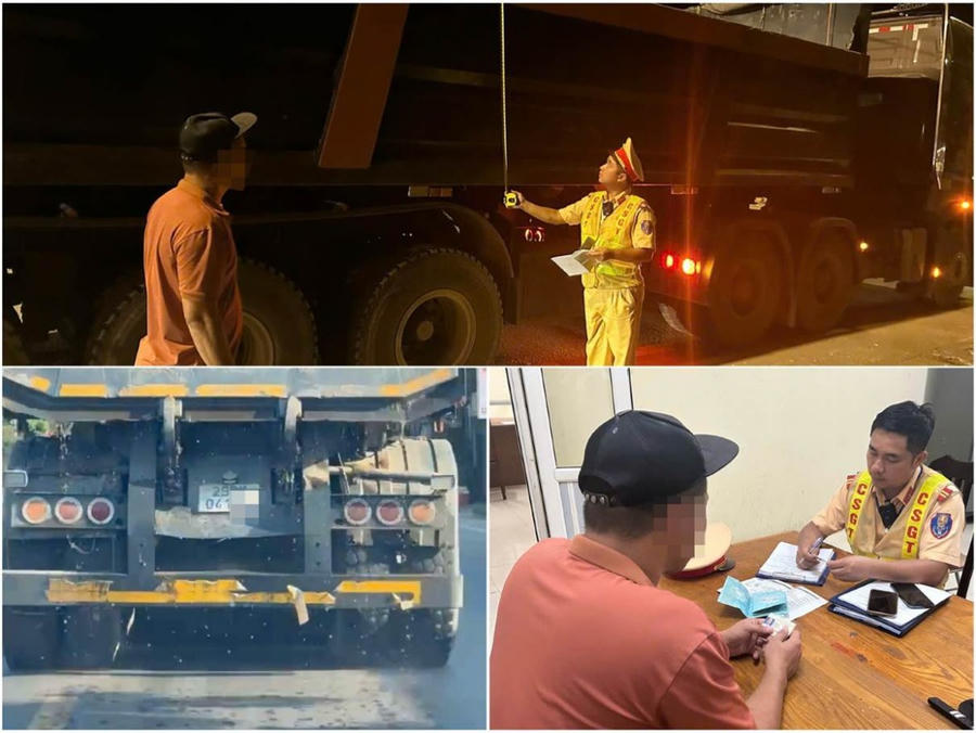 Phòng CSGT - Công an TP Hà Nội làm việc với lái xe vi phạm.