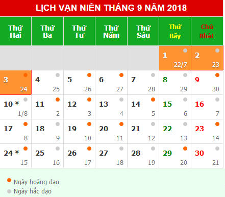 Lịch nghỉ lễ Quốc Khánh 2/9/2018.