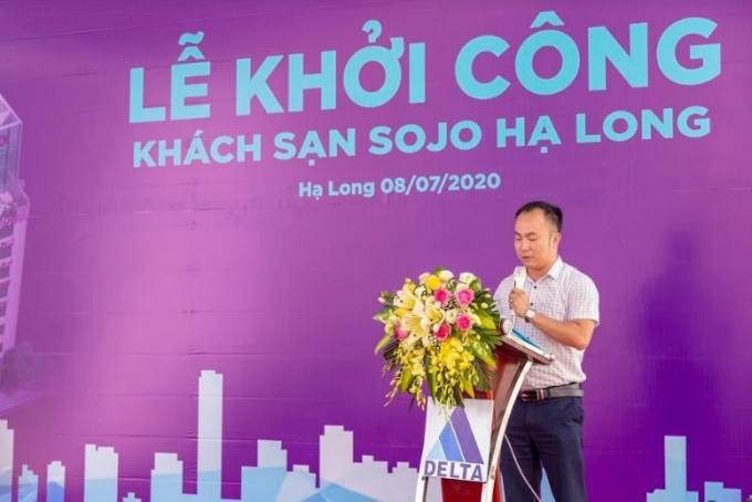 Ông Đặng Nam Sơn - Phó Tổng Giám đốc Công ty Cổ phần Đầu tư và Quản lý khách sạn TNH phát biểu tại Lễ khởi công SOJO Hạ Long ngày 8/7/2020