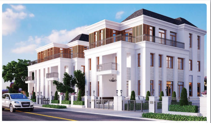 Biệt thự xây: 1 tầng hầm để xe , tầng 1, tầng 2 , tầng 3 và tầng áp mái.