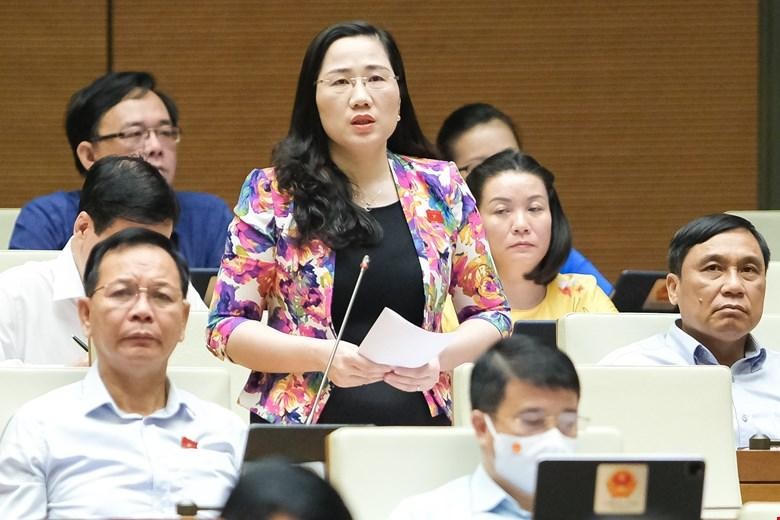 Đại biểu Nguyễn Thị Thủy phát biểu tại phiên họp.