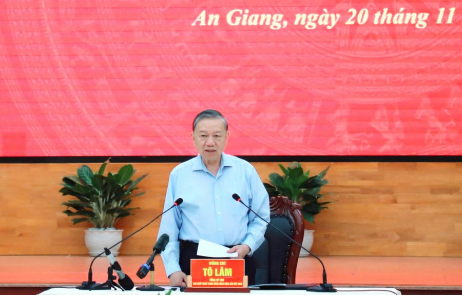 Tổng Bí thư Tô Lâm phát biểu tại buổi làm việc
