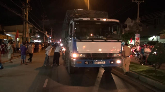 Xe ô tô tải gây tai nạn. (Ảnh do công an cung cấp)