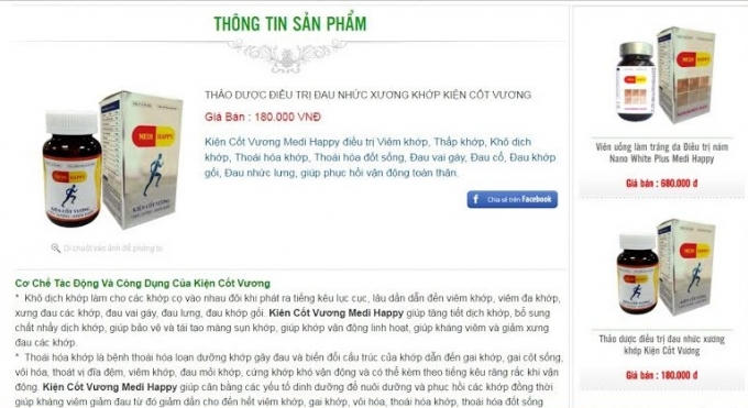 Dù là thực phẩm chức năng, nhưng Cty TechCo quảng cáo sản phẩm của mình có khả năng “điều trị”.