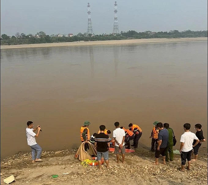 Khu vực tìm thấy thi thể thứ 2 trong vụ 5 học sinh mất tích do đuối nước ở Phú Thọ.