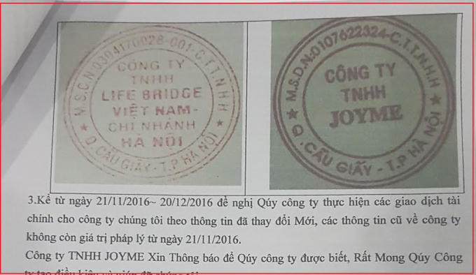 Thông báo của Công ty Joyme.