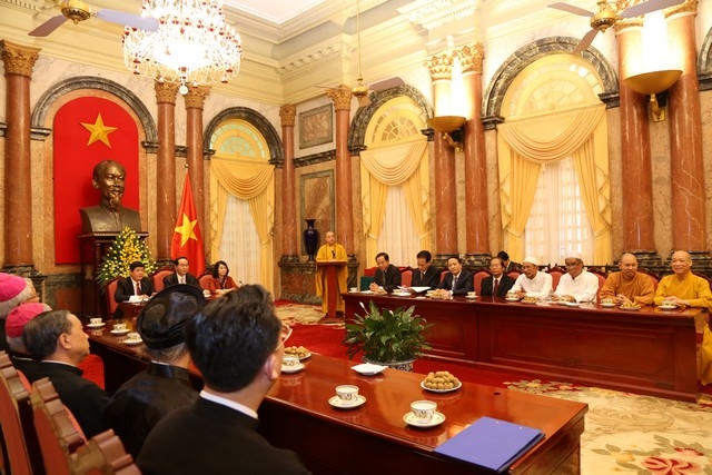 Chủ tịch nước Trần Đại Quang đón tiếp các chức sắc tôn giáo