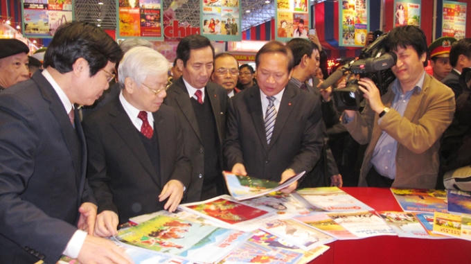 Tổng Bí thư Nguyễn Phú Trọng thăm Hội báo Xuân Toàn quốc 2015. Ảnh: Internet