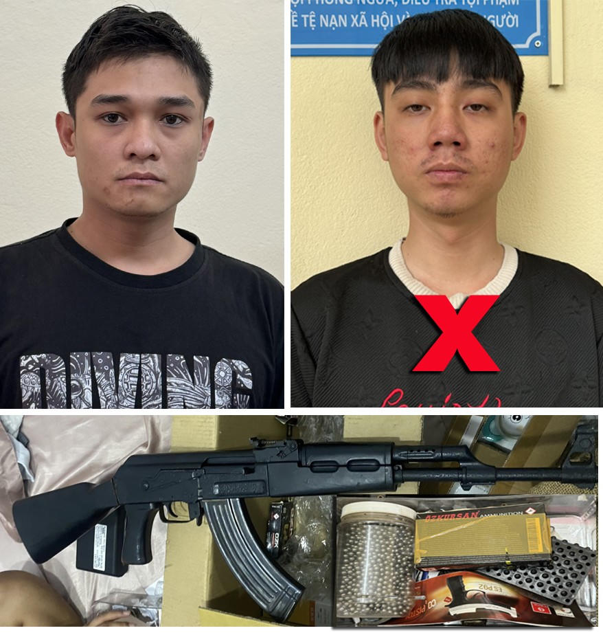 Đối tượng Thạch Thanh Thịnh và Sơn Thanh Phong (X) cùng tang vật - Ảnh: Công an tỉnh Thanh Hóa.