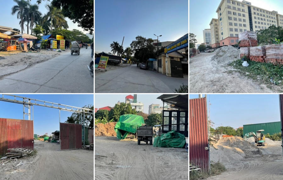 Việc tập kết diễn ra tại nhiều điểm trong ngõ 296 đường Cầu Diễn. Trên ảnh là một điểm tập kết vật liệu nằm ngay sát cổng ra vào của sinh viên Trường Đại học Công nghiệp Hà Nội.