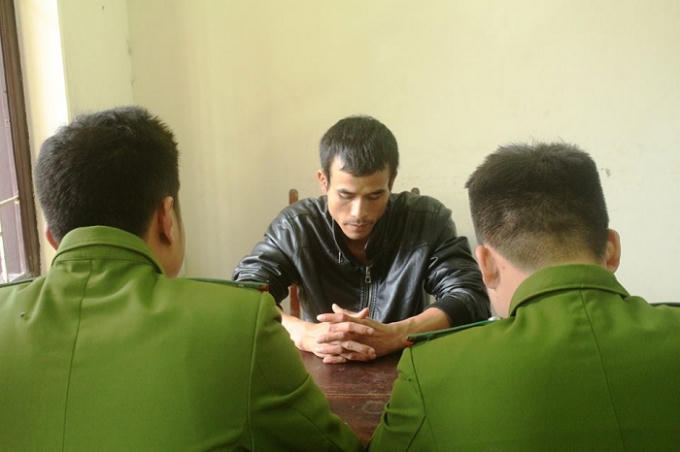 Đối tượng Nguyễn Văn Hà tại cơ quan Công an.