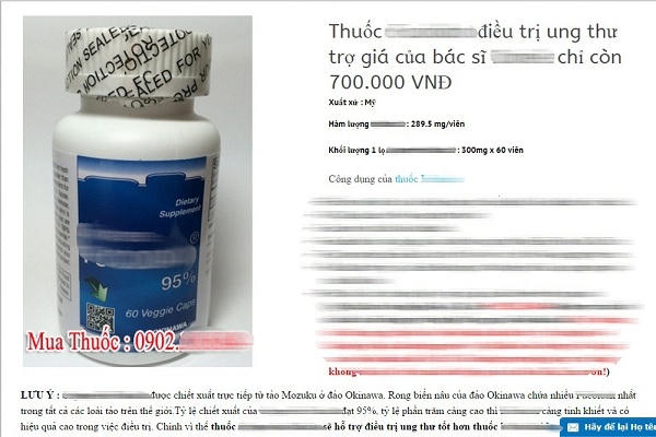 Loại "thuốc" thần dược được quảng cáo trên một trang mạng với những công dụng tuyệt vời.