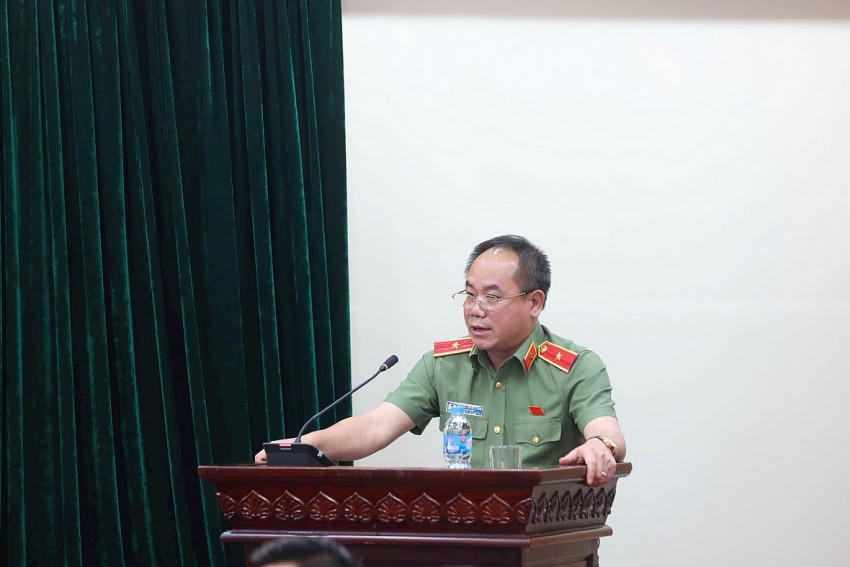 Thiếu tướng Nguyễn Thanh Tùng, Giám đốc Công an TP Hà Nội phát biểu tại Lễ phát động.