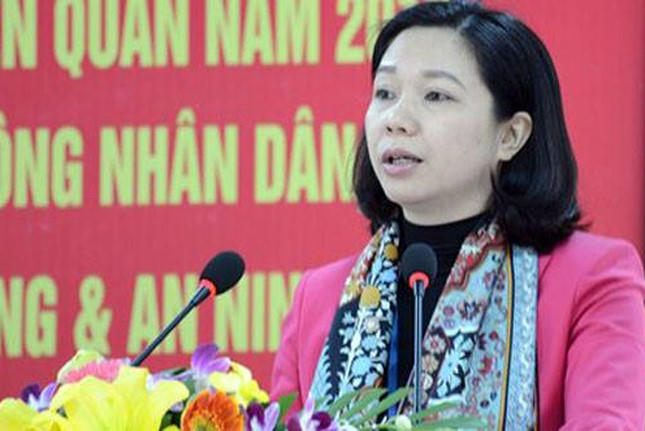 Bà Vũ Thu Hà, Chủ tịch UBND quận Long Biên. Ảnh: QĐND.
