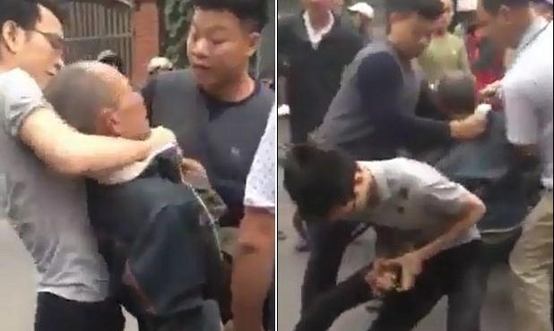 Hình ảnh ghi lại sự việc nhóm thanh niên hành hung ông Hoàng Tiến Vin gây bức xúc dư luận. 