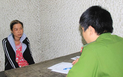 Đối tượng Nguyễn Thị Trà Giang tại Cơ quan điều tra.