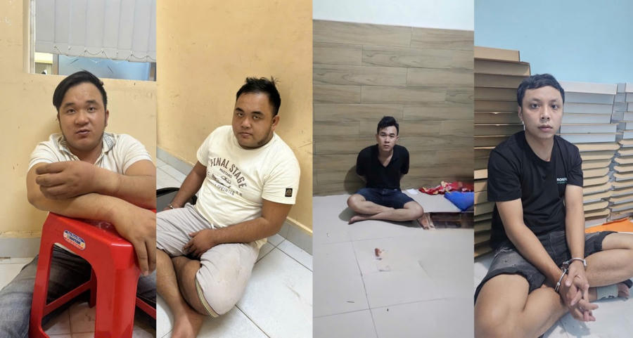 Nhóm đối tượng liên quan đường dây “Làm giả tài liệu của cơ quan, tổ chức”. Ảnh: Công an TP HCM cung cấp