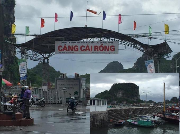 Cảng Cái Rồng (ảnh lớn), các phương tiện được neo đậu an toàn tại đây (ảnh nhỏ).