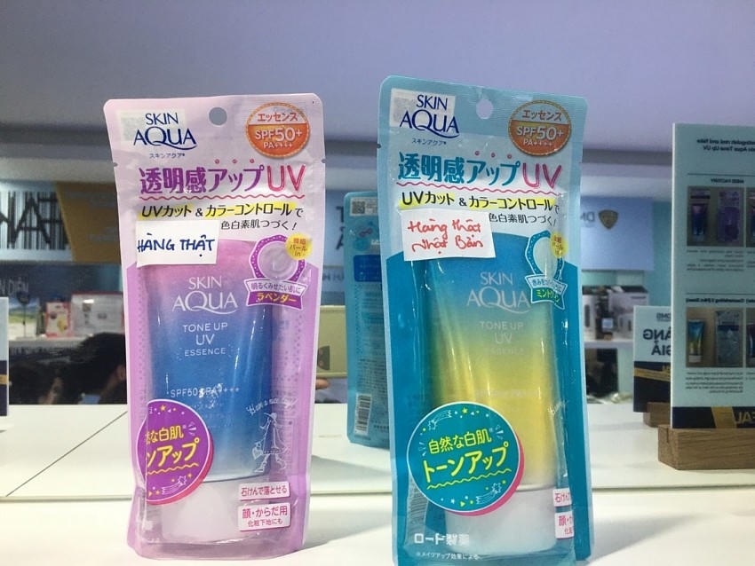 Hàng thật – giả kem chống nắng Skin Aqua