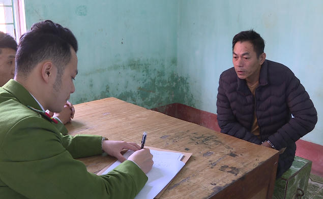 Đối tượng Thuận tại cơ quan công an.