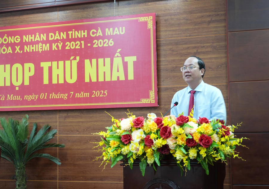 Ông Nguyễn Hồ Hải - Bí thư Tỉnh ủy Cà Mau, phát biểu tại Kỳ họp.