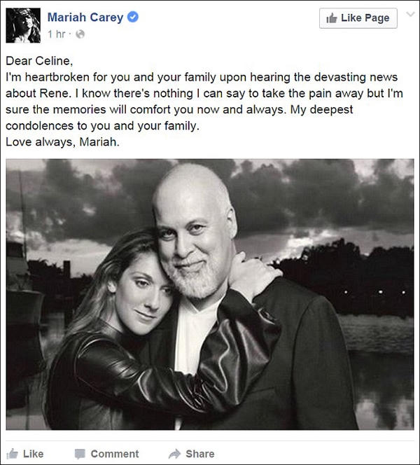 Dòng chia sẻ trên Facebook vào thứ 6 của Mariah Carey. Ảnh: Internet