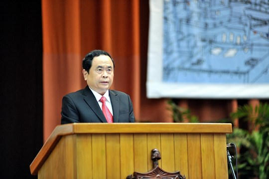 Chủ tịch Trần Thanh Mẫn phát biểu tại Đại hội Uỷ ban Bảo vệ Cách mạng Cuba.