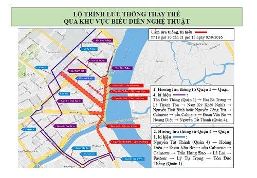 Lộ trình giao thông thay thế qua khu vực biểu diễn nghệ thuật