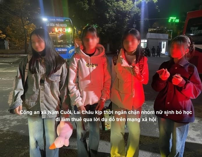 4 học sinh nữ bị dụ dỗ qua mạng xã hội. (Ảnh: Công an Lai Châu).