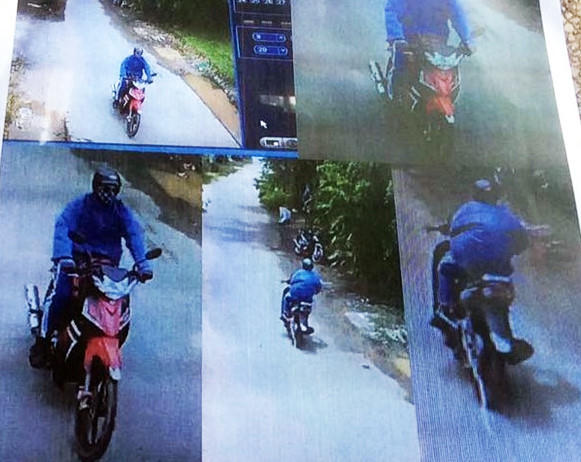 Chiếc xe máy và chân dung nghi phạm.