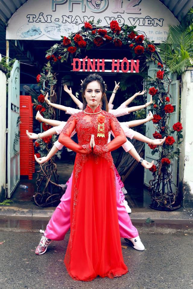 Từ xếp hàng tạo hình tượng Phật nghìn tay. 