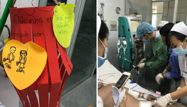 Bé trai trong thời gian điều trị tại Bệnh viện Nhi đồng thành phố. Ảnh bệnh viện cung cấp.