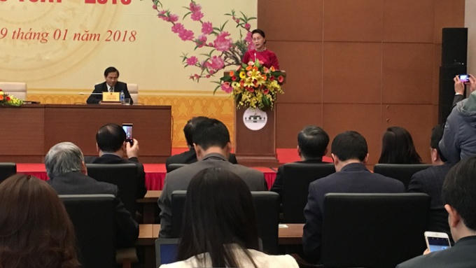 Chủ tịch Quốc hội phát biểu tại cuộc gặp báo chí.