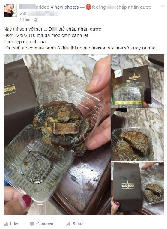 Chia sẻ trên trang cá nhân facebooker H.P sau khi mua bánh trung thu MAISON des GATEAUX.