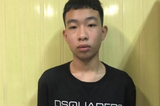 Nghi phạm Huy tại cơ quan Công an.