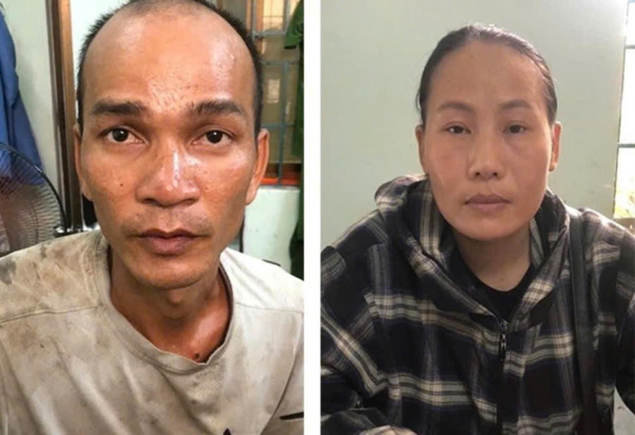 Hai vợ chồng đối tượng Nguyễn Minh Nhí và Đỗ Thị Lan Hương bị công an bắt giữ. Ảnh: Công an Bình Định