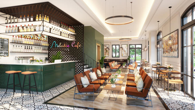 Thiết kế nhiều mặt thoáng, shophouse Melodia sẽ trở thành không gian cafe lý tưởng (Ảnh minh họa)