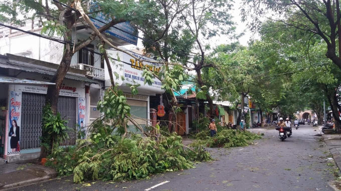 Nhiều cây xanh gãy cành.