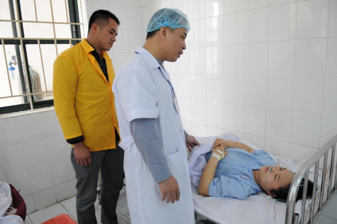 Bệnh nhân Lương Thị Vân đang được điều trị sau mổ tại Bệnh viện Phụ sản Thái Bình.