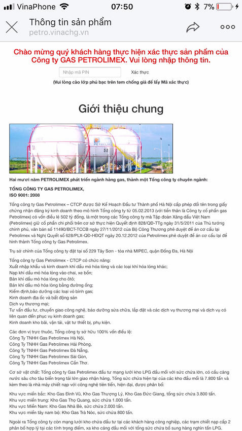 C&aacute;ch nhận biết Gas ch&iacute;nh h&atilde;ng Petrolimex bằng ứng dụng QR Code