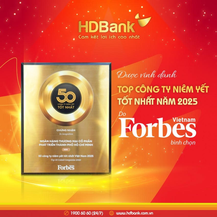 HDBANK vào tốp 50 Doanh nghiệp niêm yết tiêu biểu nhất năm 2025
