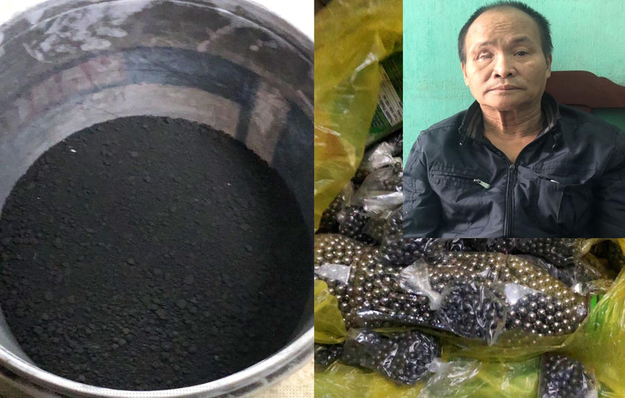 Đối tượng Vi Văn Nhơ và tang vật vụ án