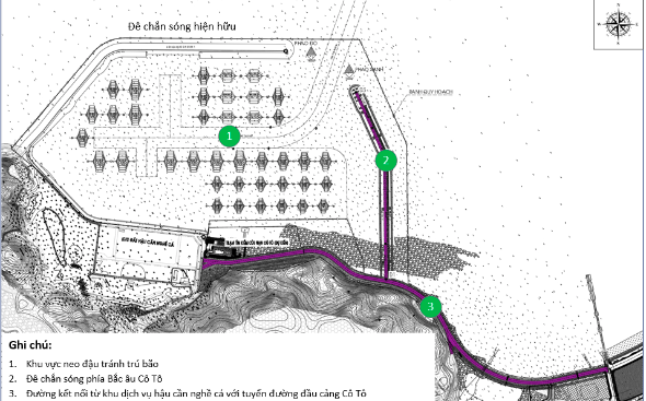 Bản đồ quy hoạch Dự án Khu neo đậu tránh trú bão cho tàu cá đảo Cô Tô.