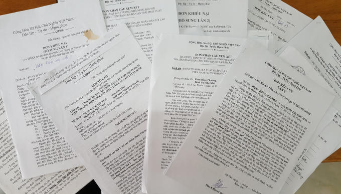 Hàng loạt đơn khiếu nại, tố cáo, kêu cứu của vợ chồng ông Phương gửi các cơ quan chức năng sau 6 năm đeo đuổi vụ kiện