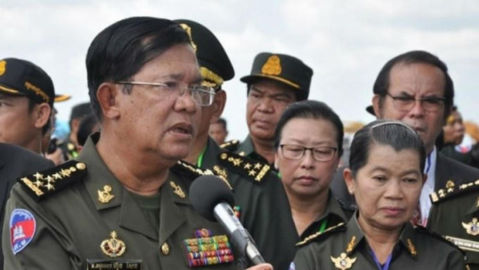 Thủ tướng Samdech Hun Sen nói chuyện về sự giúp đỡ của VN với Campuchia nhân kỷ niệm 40 năm con đường cứu nước tại Bình Phước (VN) năm 2017. Ảnh: Đăng Bảy.