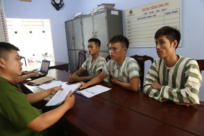 Các đối tượng tại cơ quan Công an.