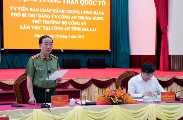 Thứ trưởng Bộ Công an Trần Quốc Tỏ làm việc tại Công an tỉnh Gia Lai