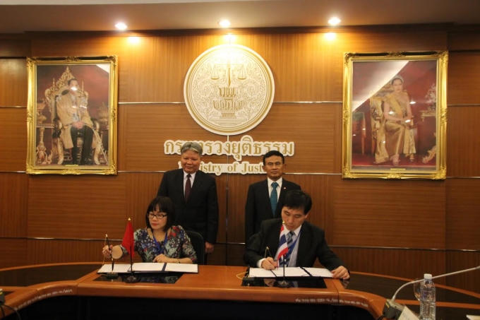 Lễ ký kết Chương trình hợp tác giữa hai Bộ Tư pháp trong năm 2016.