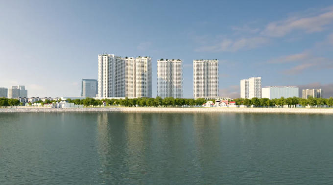 Phối cảnh tổng thể dự án Gelexia Riverside tại quận Hoàng Mai.